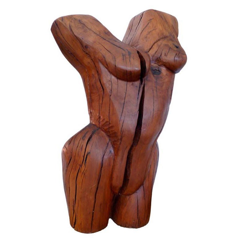 Life Size Cherry Wood Sculpture of Female Torso