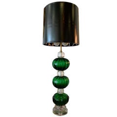 Seguso Emerald Green Vintage Murano Glass Ball Lamp 6