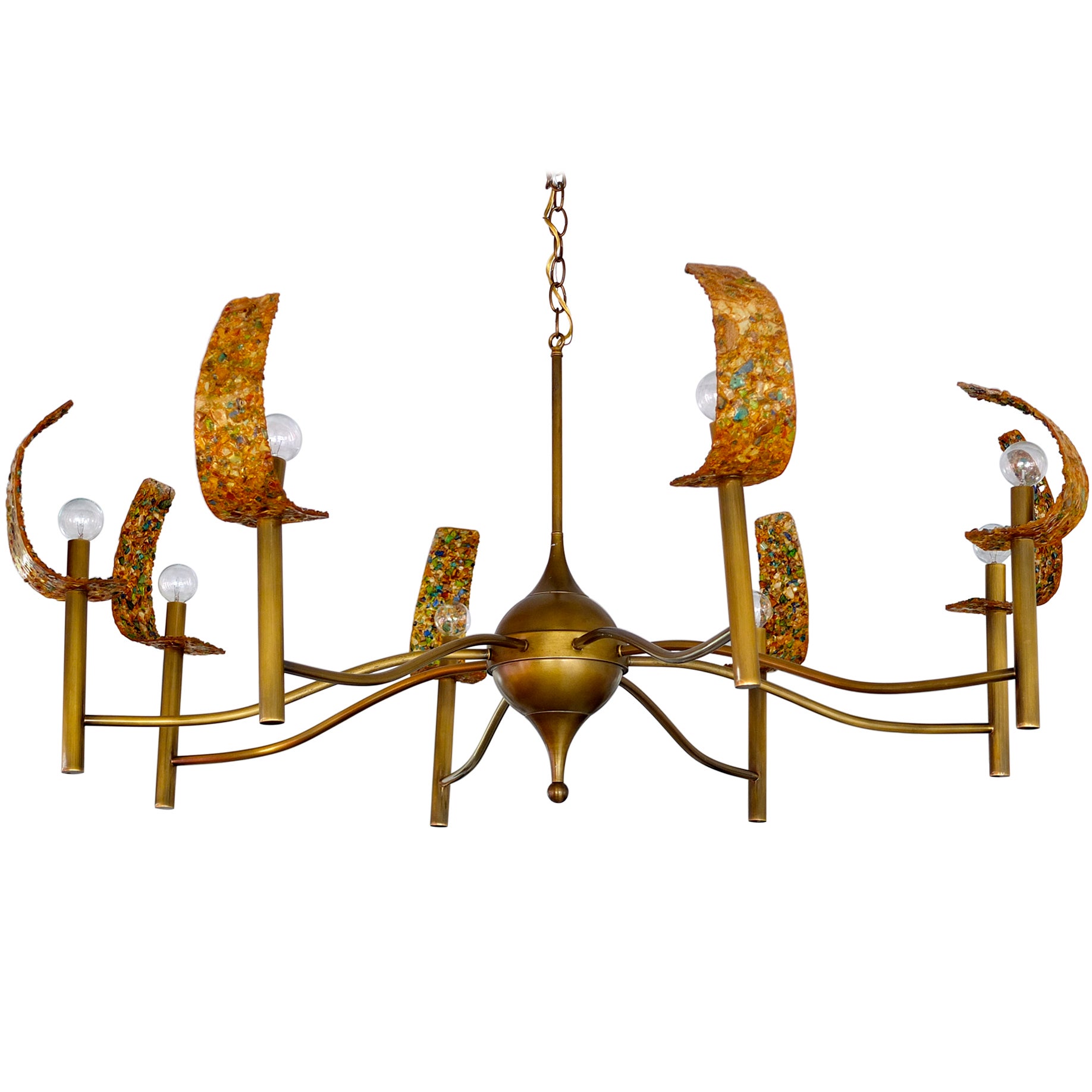 Large Mid-Century Modern Eight Arm Chandelier For Sale