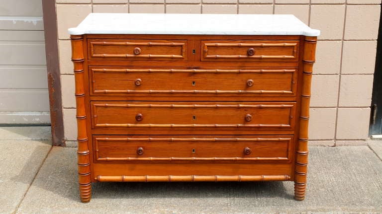 French Provincial French Faux Bamboo Chest of Drawers 