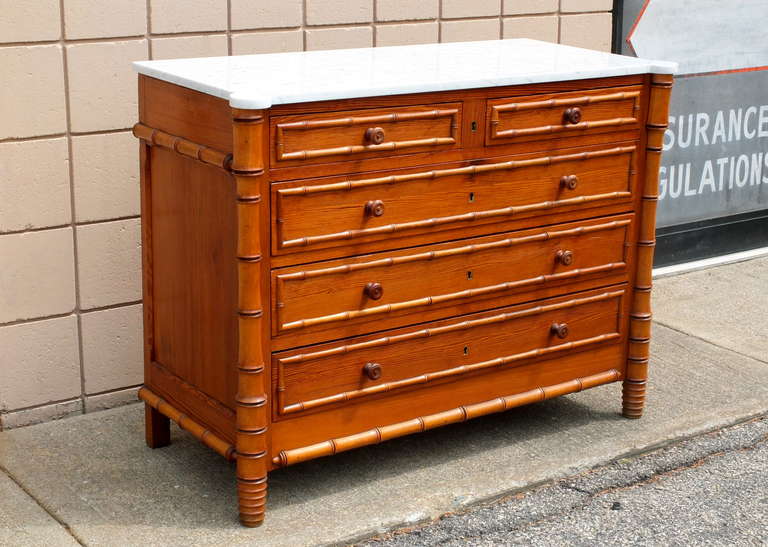 French Faux Bamboo Chest of Drawers  In Excellent Condition In Hanover, MA