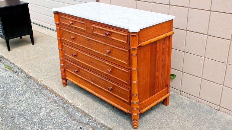 19th Century French Faux Bamboo Chest of Drawers 