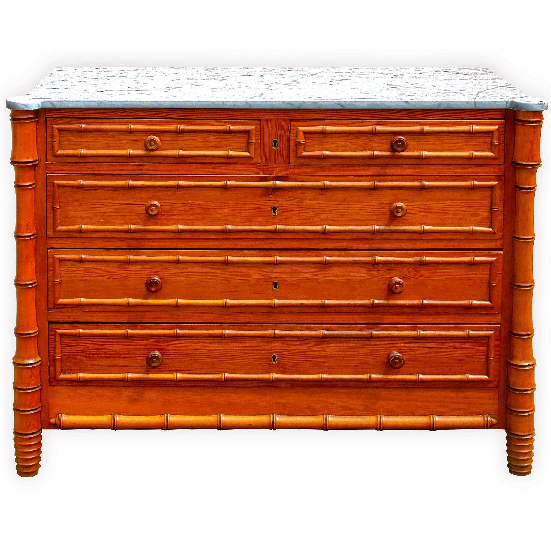 French Faux Bamboo Chest of Drawers 