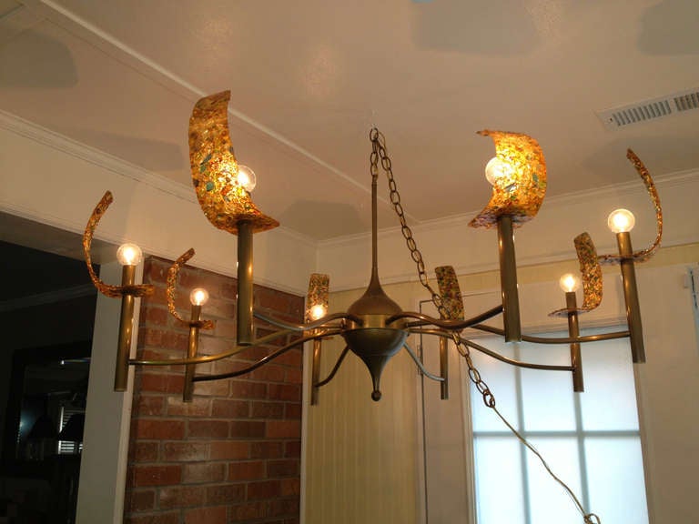 Large Mid-Century Modern Eight Arm Chandelier For Sale 5