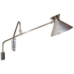 French 1950's Swing Arm Counterbalance Wall Lamp by Lokiec