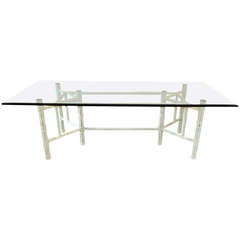 White Bamboo and Glass Rectangular Dining Table by John McGuire 6