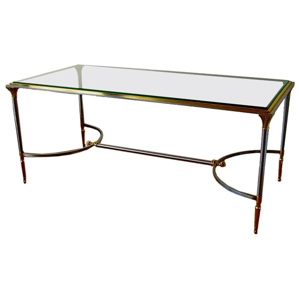 Vintage Polished Steel and Brass Cocktail Table from Yale Burge For Sale