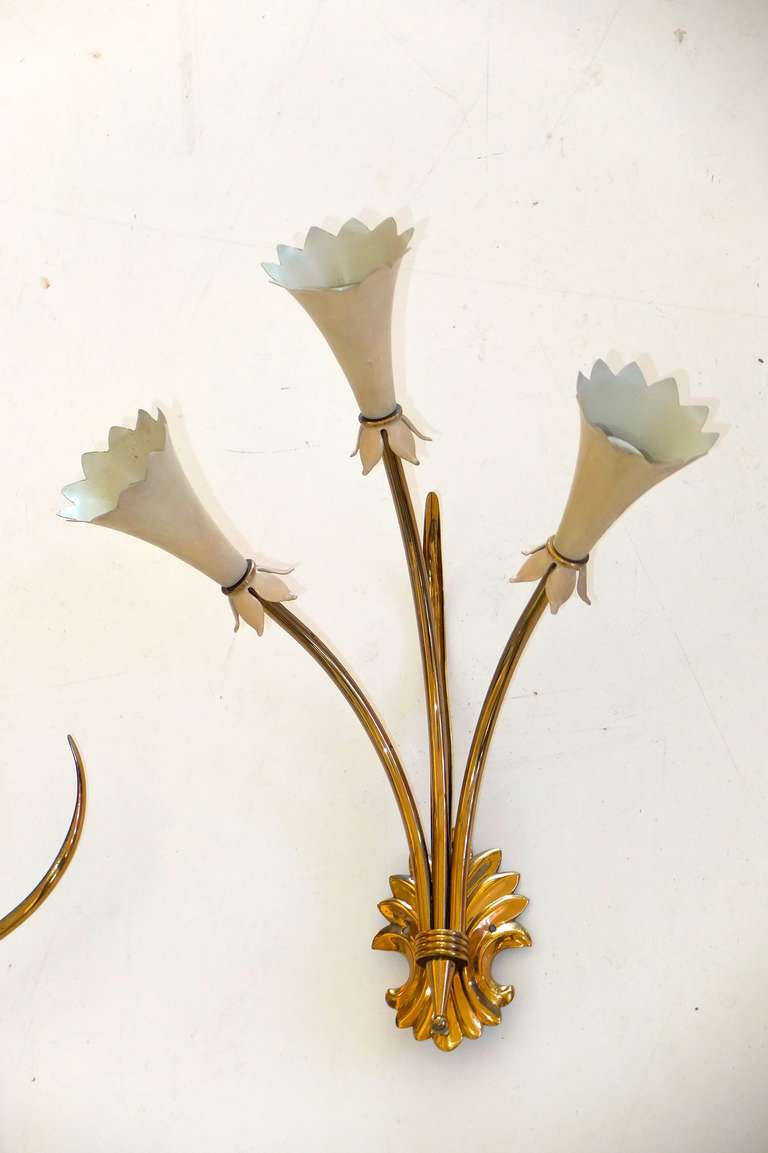 Set of Three 1950's Italian Sconces In Excellent Condition In Hanover, MA