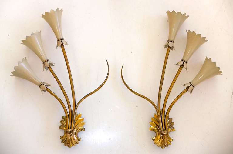 Mid-Century Modern Set of Three 1950's Italian Sconces