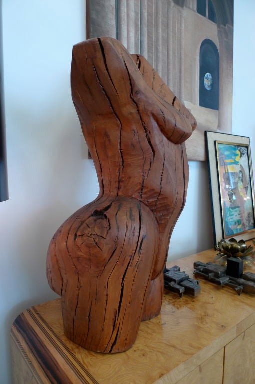 Life Size Cherry Wood Sculpture of Female Torso