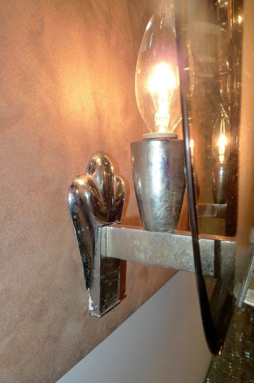 2 Pairs of Vintage Italian Glass & Chrome Sconces by Stilnovo For Sale 2