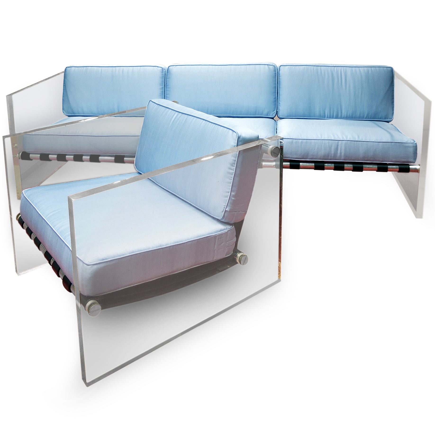 Vintage Lucite Slab Sided Lounge Chair by Milo Baughman