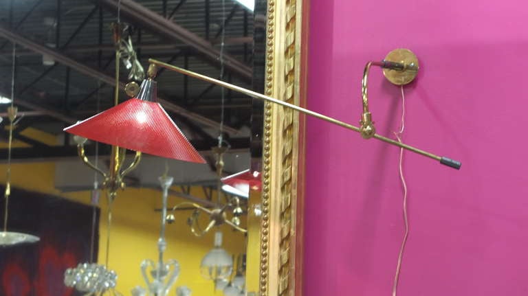 Rare French 1950's Swing Arm Wall Lamp 7
