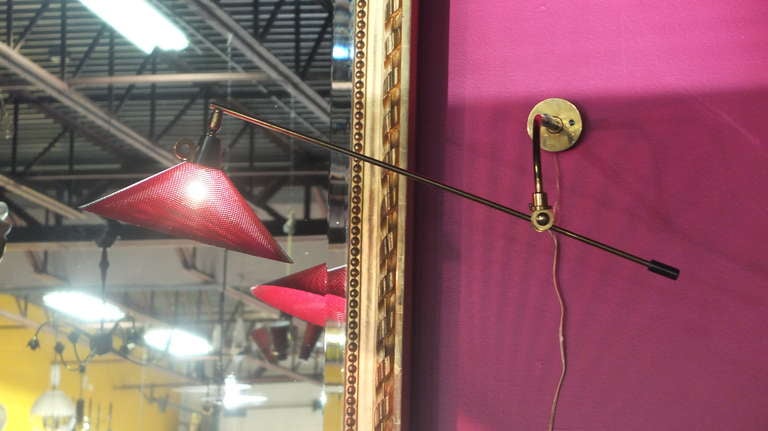 Rare French 1950's Swing Arm Wall Lamp 8