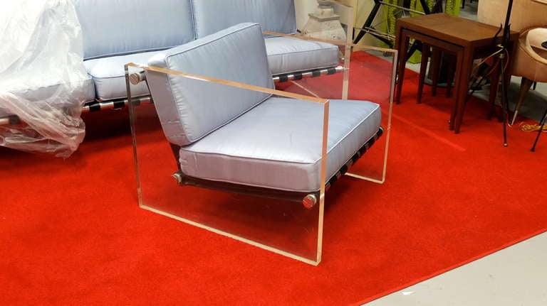 Vintage Lucite Slab Sided Lounge Chair by Milo Baughman 3