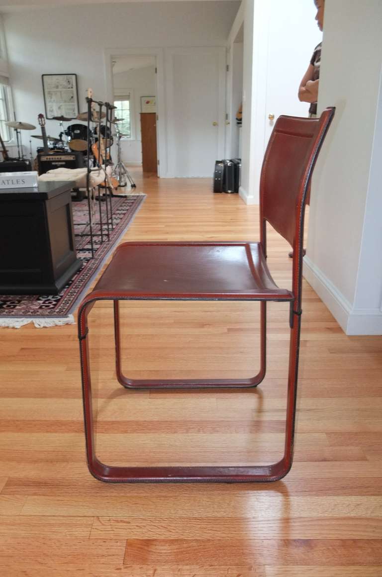 Tito Agnoli for Matteo Grassi Leather Dining Table & Six Chairs In Excellent Condition In Hanover, MA