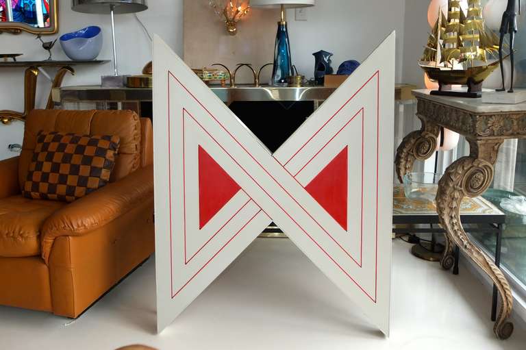 Hand-Painted Geometric Painted Framed Canvas by Marguerite Abdun-Nabi For Sale
