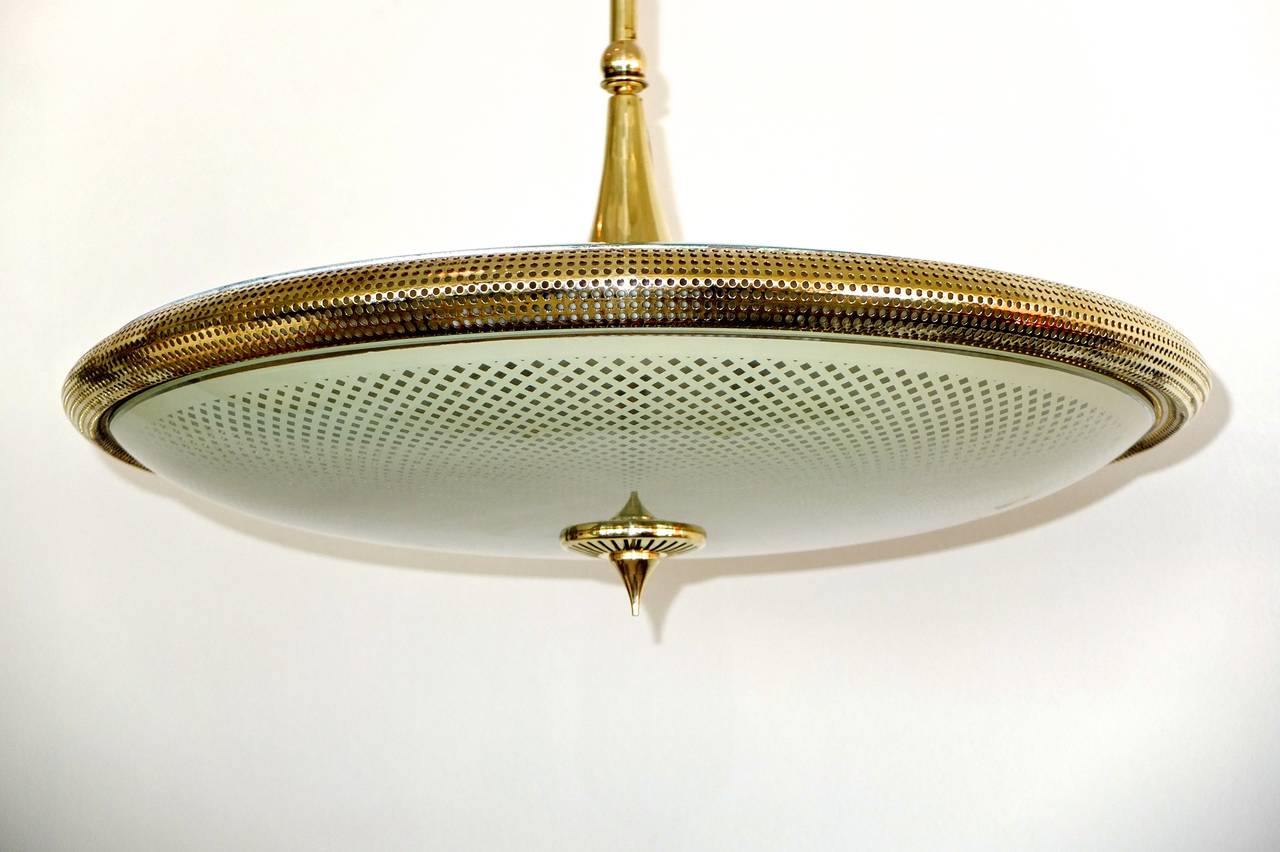 Mid-20th Century 1950s Italian Flying Saucer Pendant with Perforated Brass Band