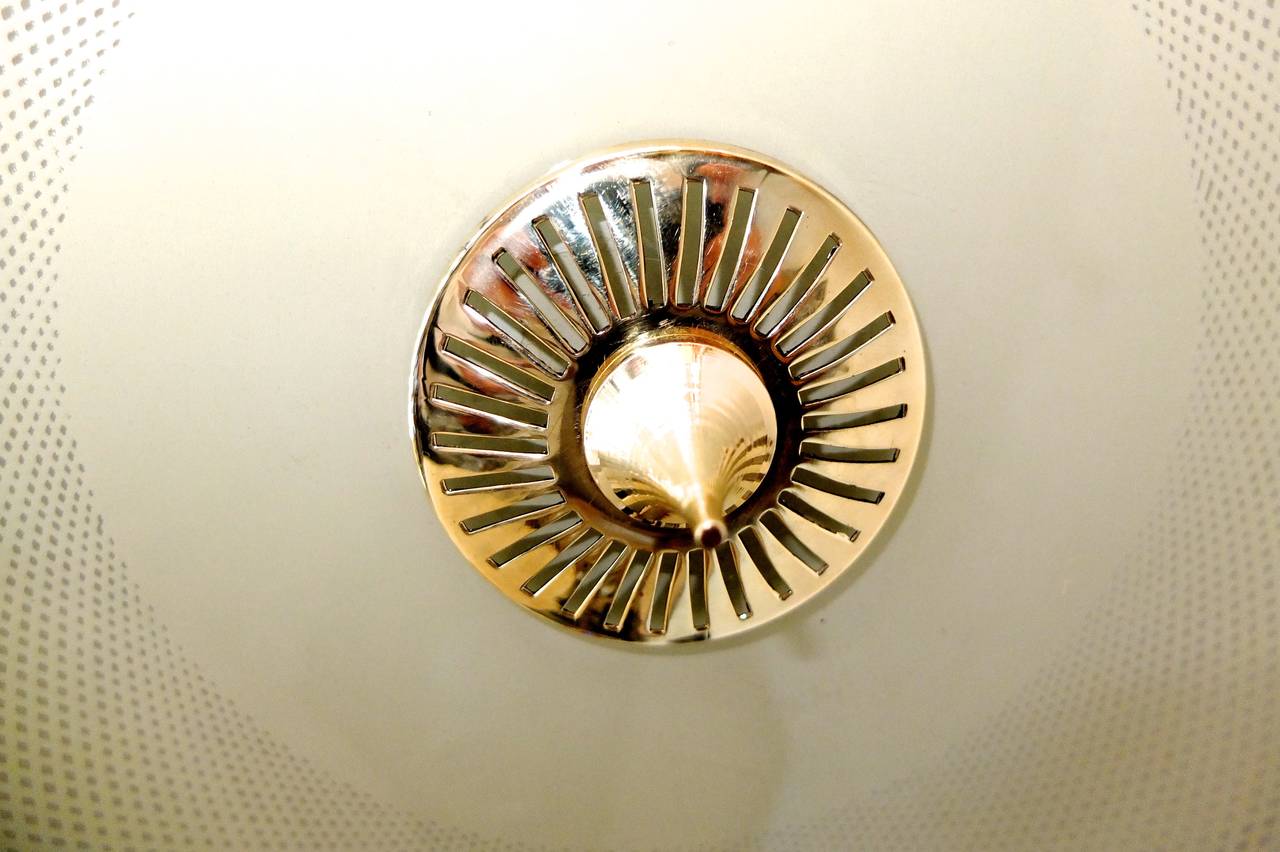 1950s Italian Flying Saucer Pendant with Perforated Brass Band In Good Condition In Hanover, MA