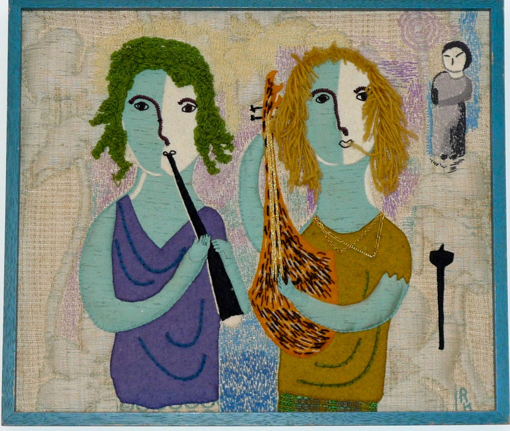 Yarn Textile & Needlework Collages of Rose K. Lautman & Miriam Shorr For Sale