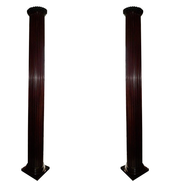 Pair of Antique Mahogany Columns