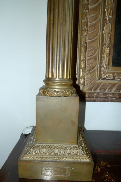 Bronze Paire de lampes à colonne Louis-Philippe en bronze par Clachet en vente