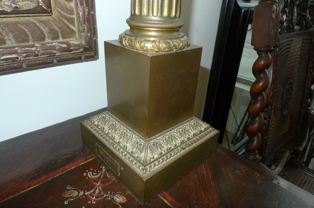 Pair of Louis-Philippe Bronze Column Lamps by Clachet For Sale 4