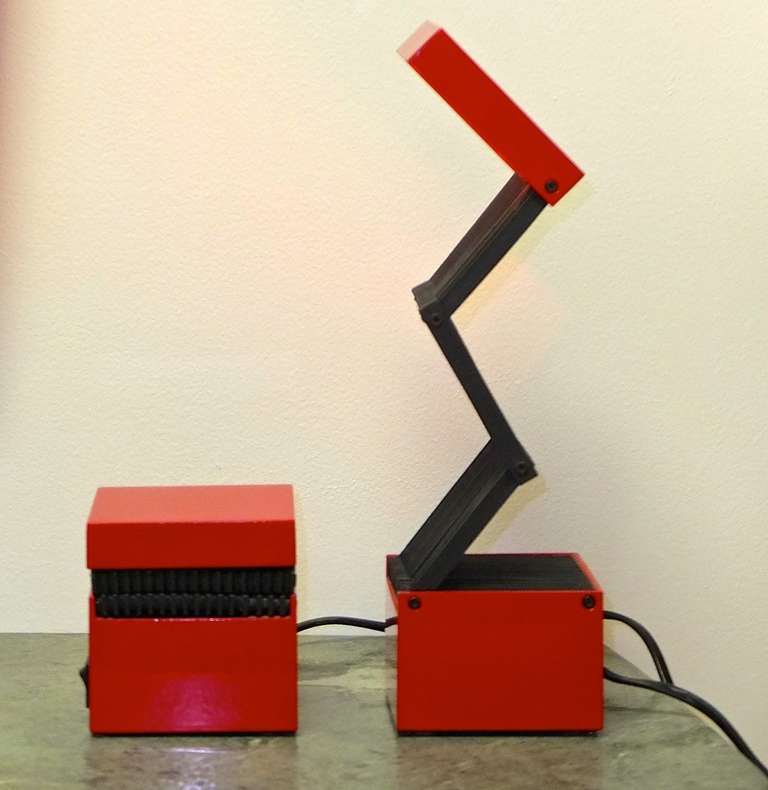 Pair of 1970's Italian Cube Form Desk Lamps 2