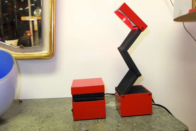 Pair of 1970's Italian Cube Form Desk Lamps 3
