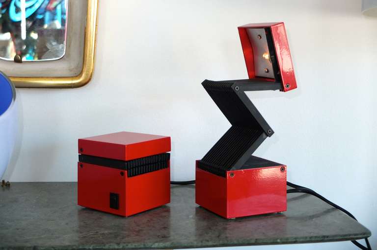Space Age Pair of 1970's Italian Cube Form Desk Lamps