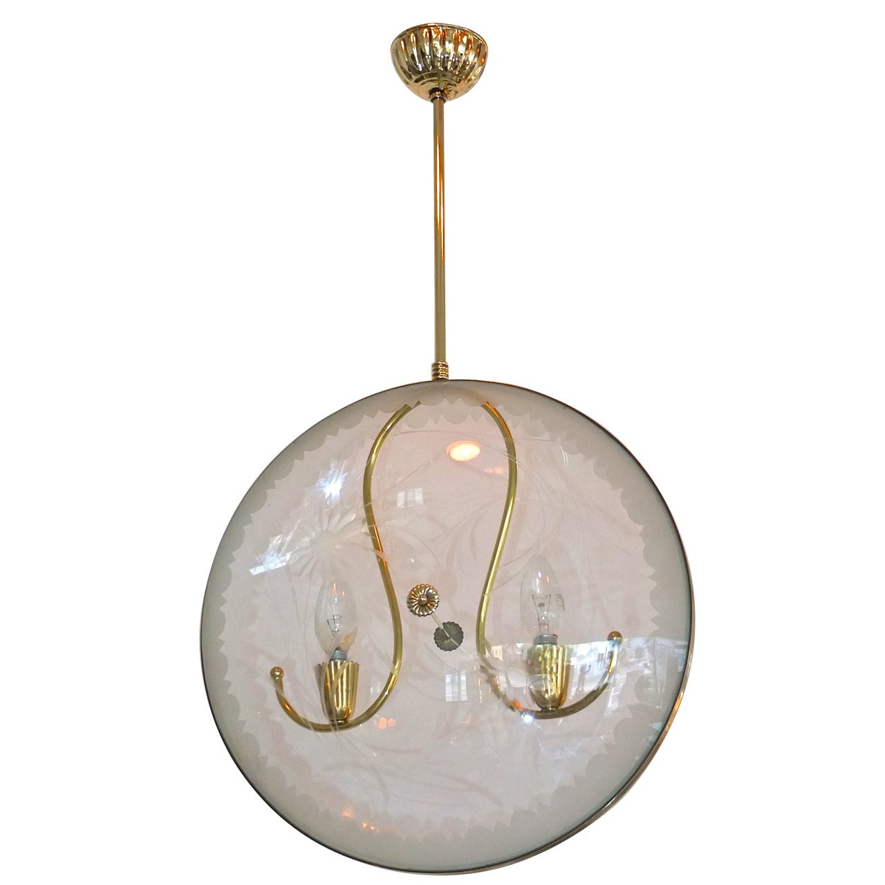 1950s Italian Pocket Watch Pendant Light in the Style of Pietro Chiesa For Sale