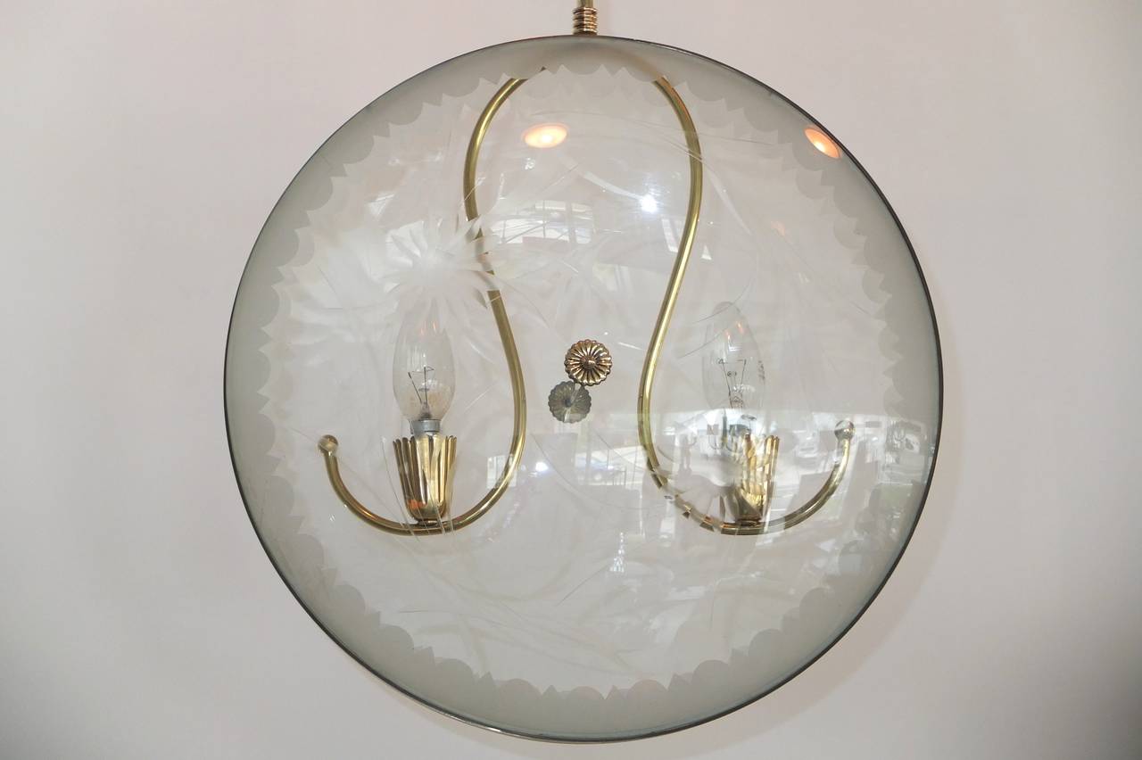 Mid-20th Century 1950s Italian Pocket Watch Pendant Light in the Style of Pietro Chiesa For Sale