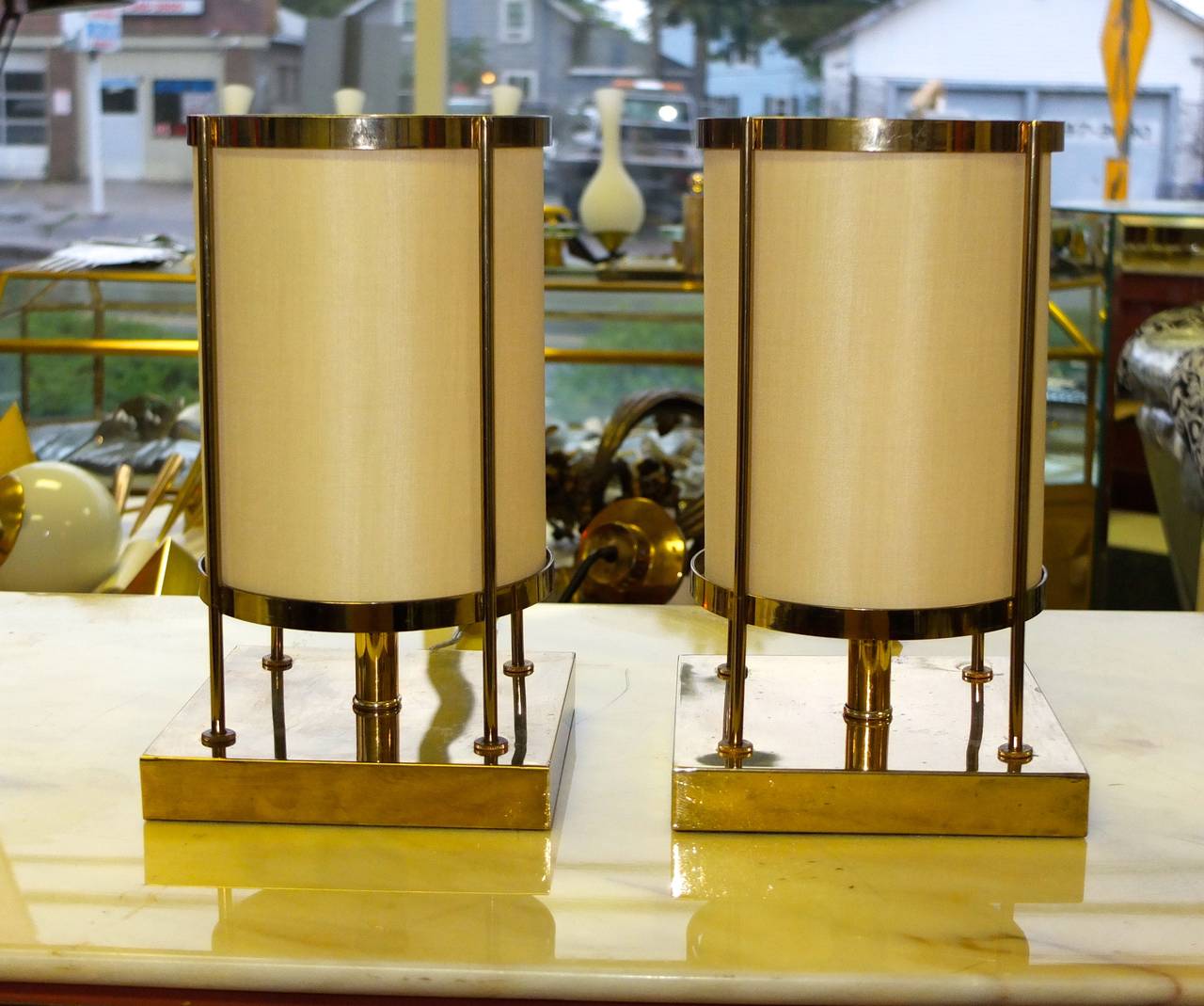 Pair of Brass Lamps in the Style of Robsjohn-Gibbings In Excellent Condition In Hanover, MA