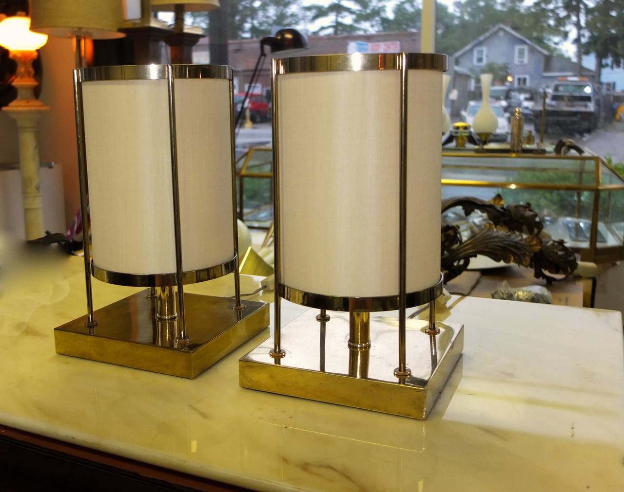Pair of Brass Lamps in the Style of Robsjohn-Gibbings 1