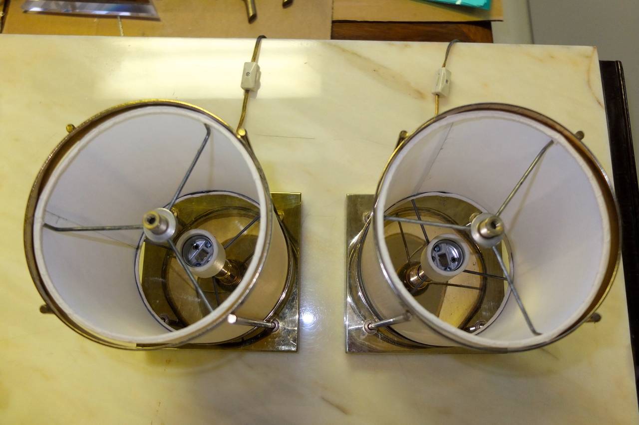 Mid-Century Modern Pair of Brass Lamps in the Style of Robsjohn-Gibbings