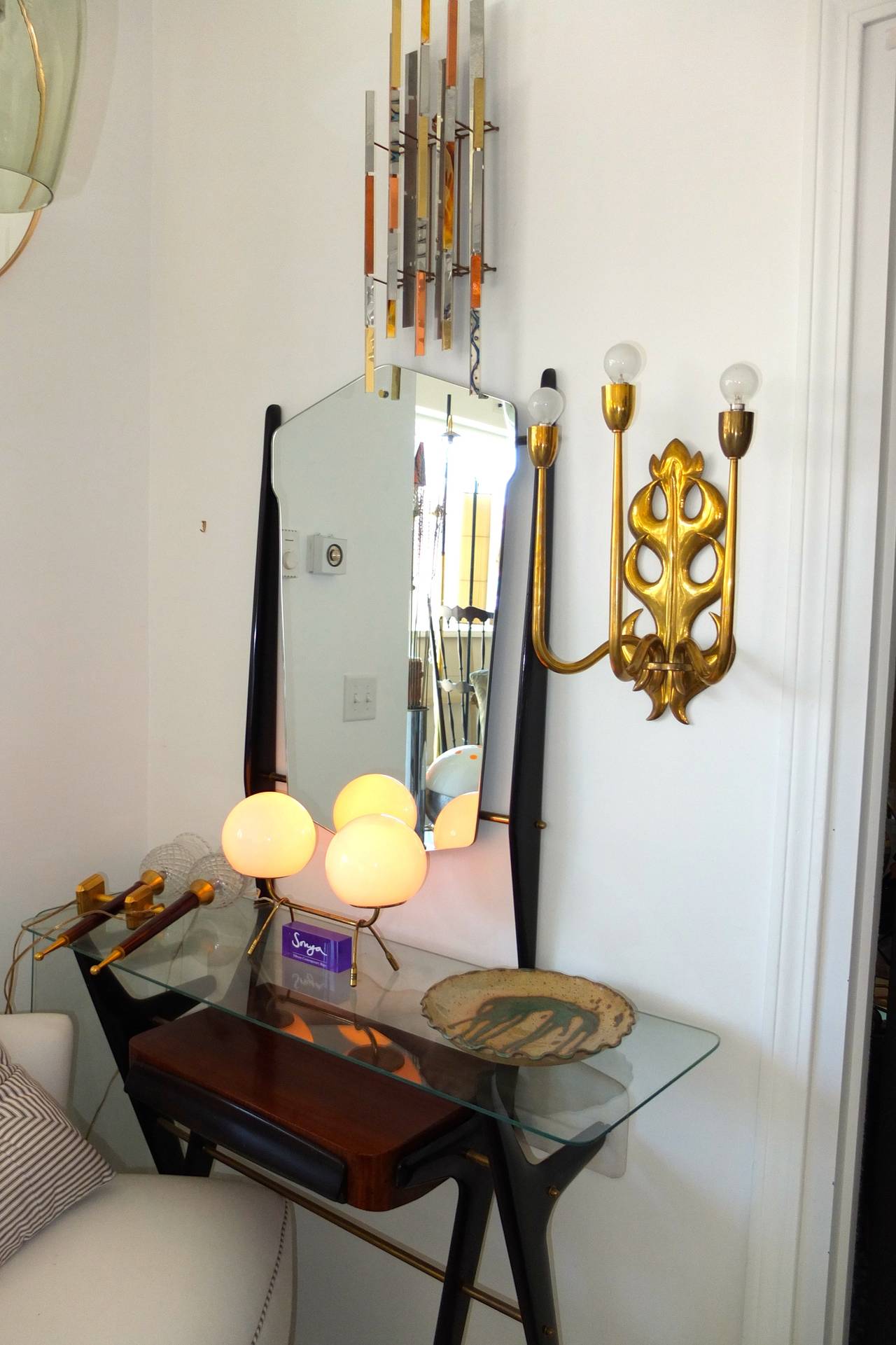 Italian Brass Three Branch Sconce 2