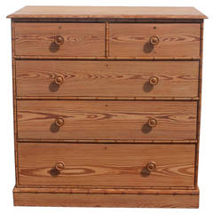 English Pine Faux Bamboo Decorated Chest of Drawers by Howard & Sons 1
