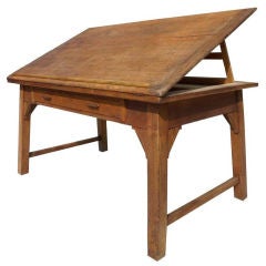 Antique 19th Century Chestnut Map or Drafting Table