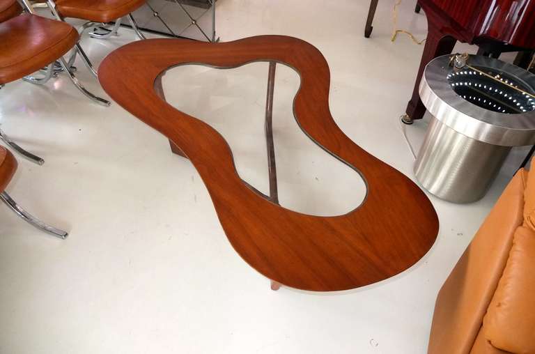Erno Fabry Biomorphic Walnut & Glass Cocktail Table 3