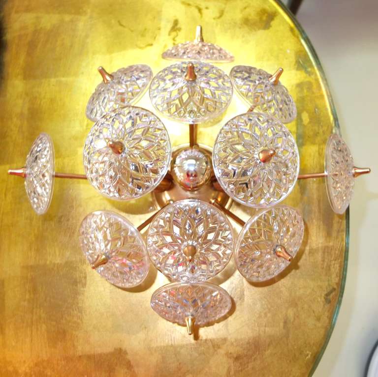 Mid-Century Modern Monture encastrée Sputnik en cristal et laiton Val St. Lambert en vente