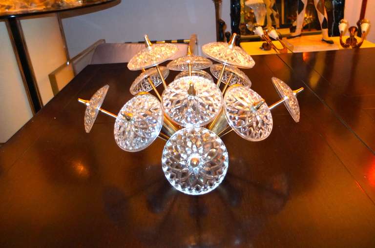 Monture encastrée Sputnik en cristal et laiton Val St. Lambert Excellent état - En vente à Hanover, MA