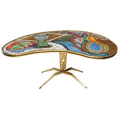 1950s Italian Mosaic-Top Table on Cast Brass Base