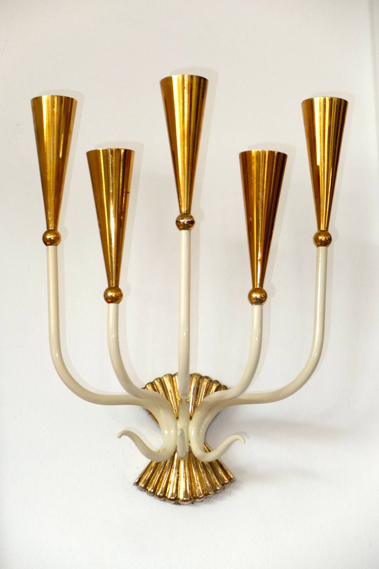 Mid-Century Modern Pair of 1950's Italian Five Light Sconces