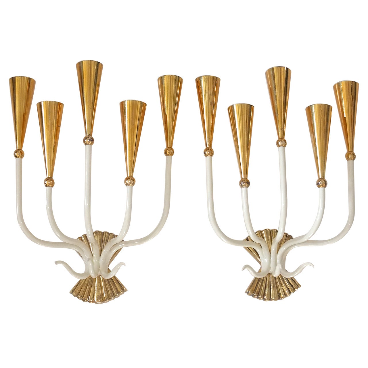 Pair of 1950's Italian Five Light Sconces