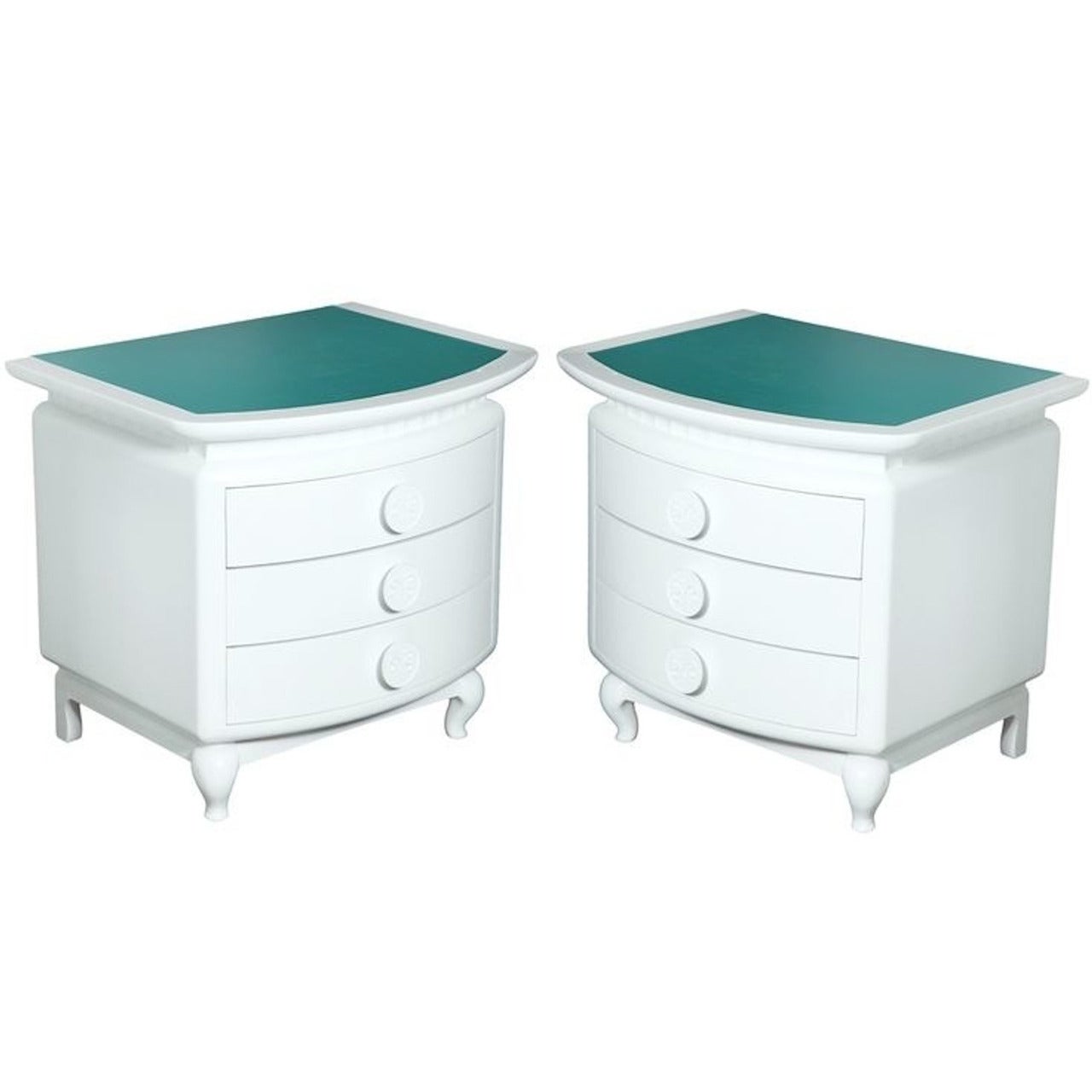 Pair of Three-Drawer Morris Lapidus Nightstands from Eden Roc Hotel, Miami