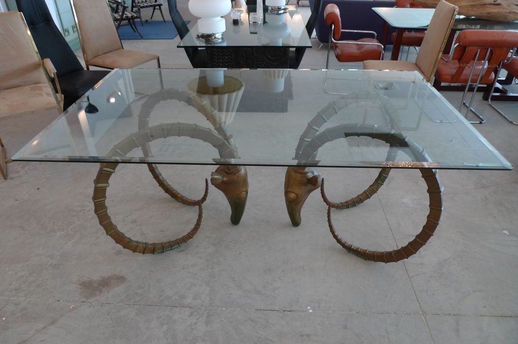 American Hollywood Regency Gazelle/Ibex Dining Table by Phyllis Morris