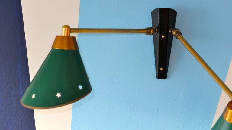 Mid-Century Modern French 1950's Double Articulating Wall Sconce