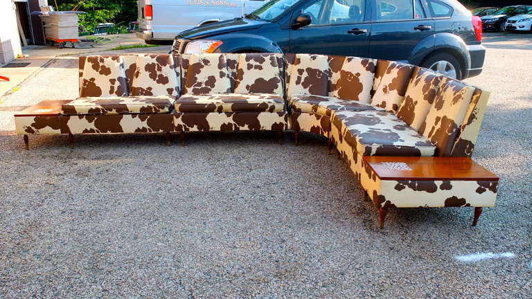 Mid-Century Modern Vintage Four Piece Sectional Sofa In Pony Naugahyde