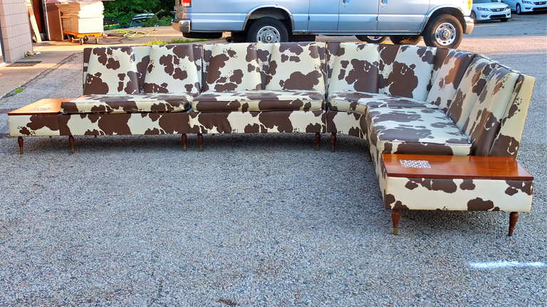 Vintage Four Piece Sectional Sofa In Pony Naugahyde 1