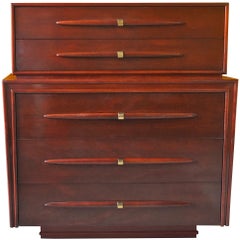 Modernist Mahogany Chest on Chest by Gibbard